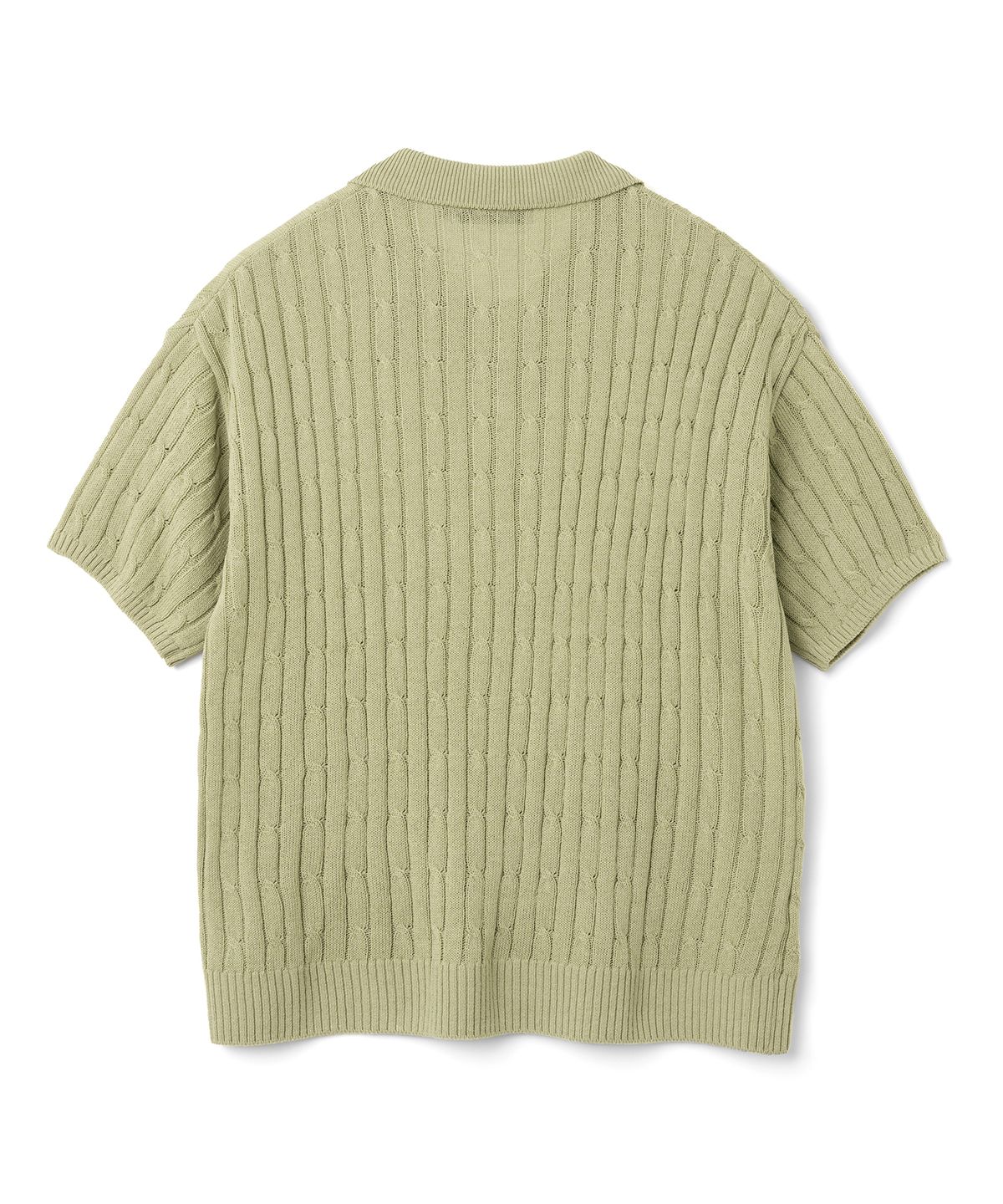 니티드(KNITTED) 린넨 케이블 카라 하프 니트 SAGE GREEN