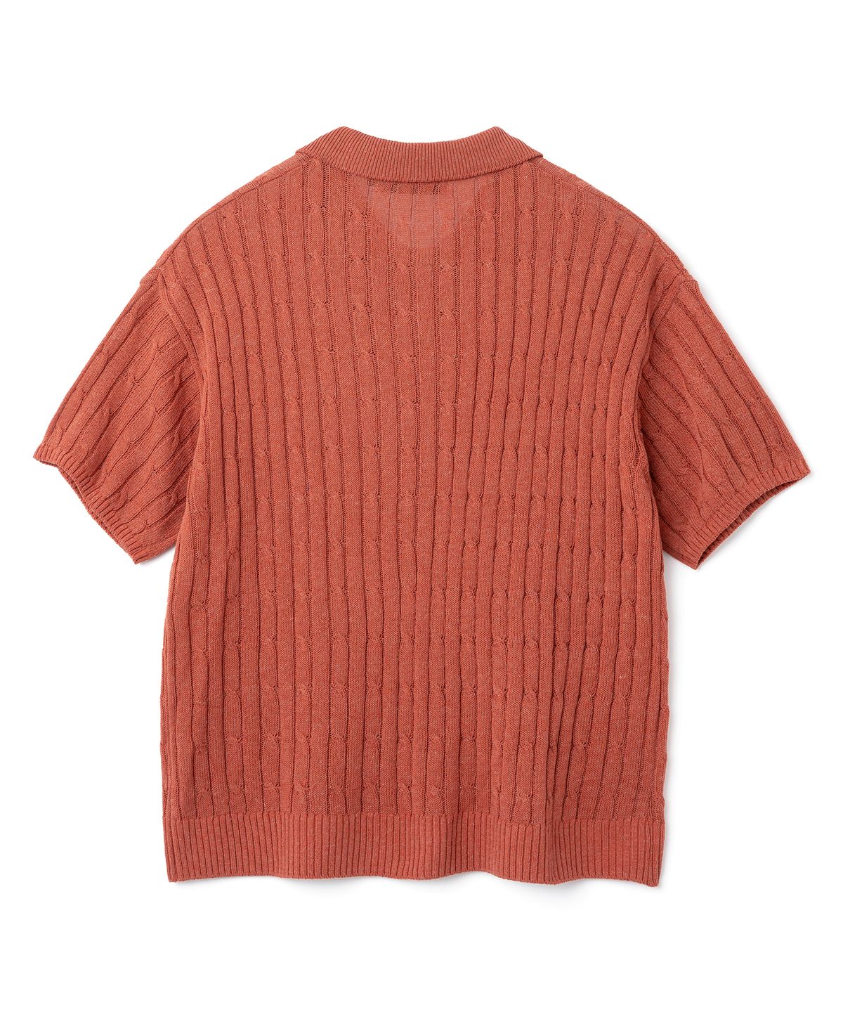 니티드(KNITTED) 린넨 케이블 카라 하프 니트 ORANGE