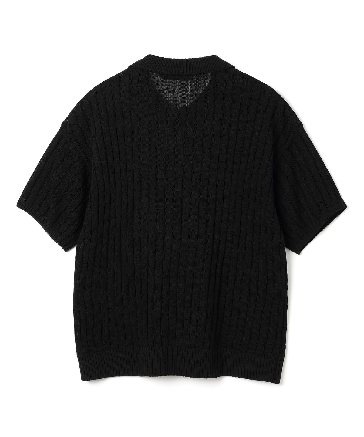 니티드(KNITTED) 린넨 케이블 카라 하프 니트 BLACK