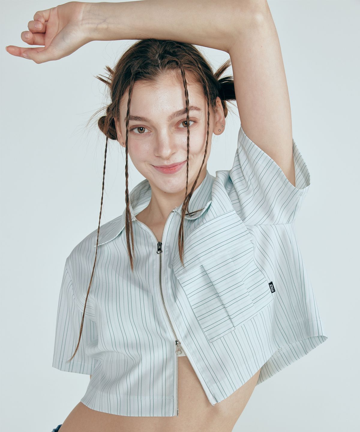 키네티클로(KINETICLO) 투웨이 크롭 셔츠(MINT)