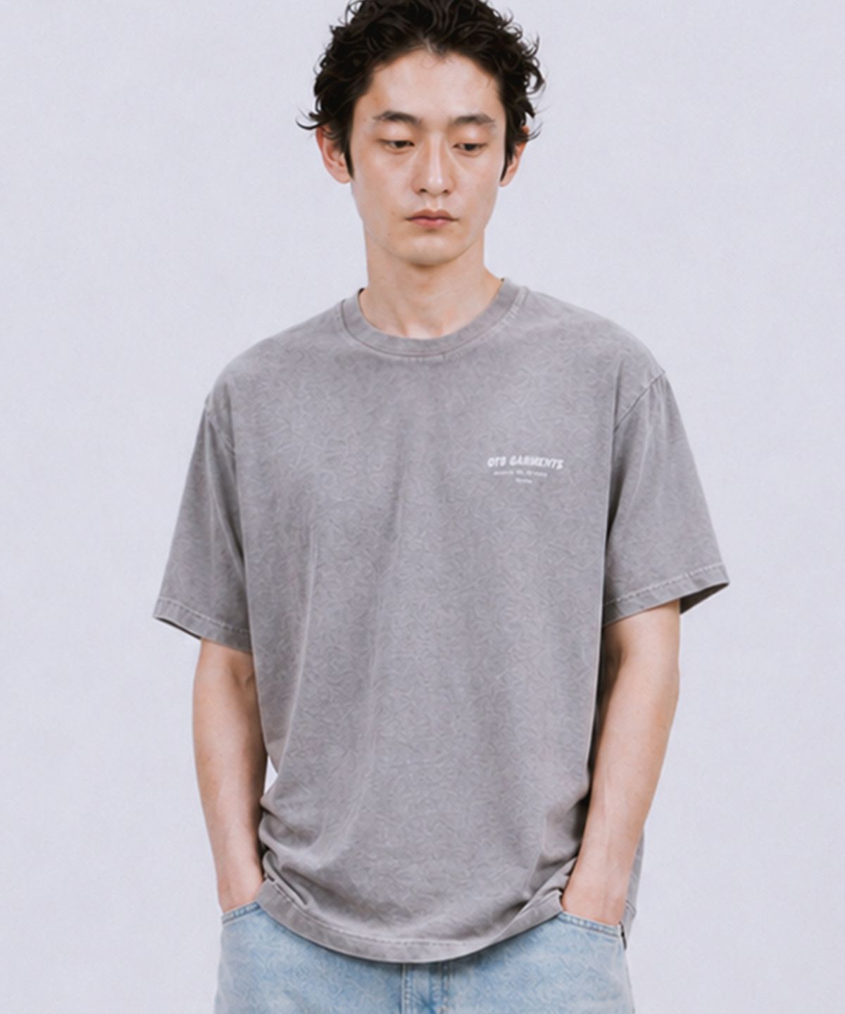 큐티에잇 가먼츠(QT8 GARMENTS) LB Pigment Simple Logo Tee (Grey)