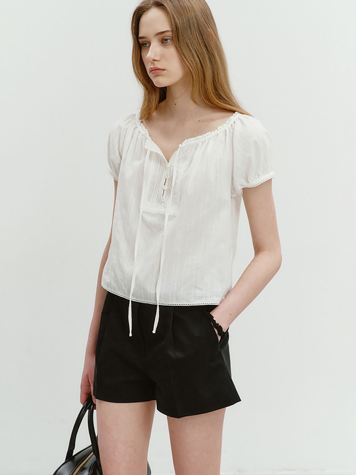 던스트(DUNST) 2-WAY SHIRRING BLOUSE_UDBL5B223_OFF WHITE