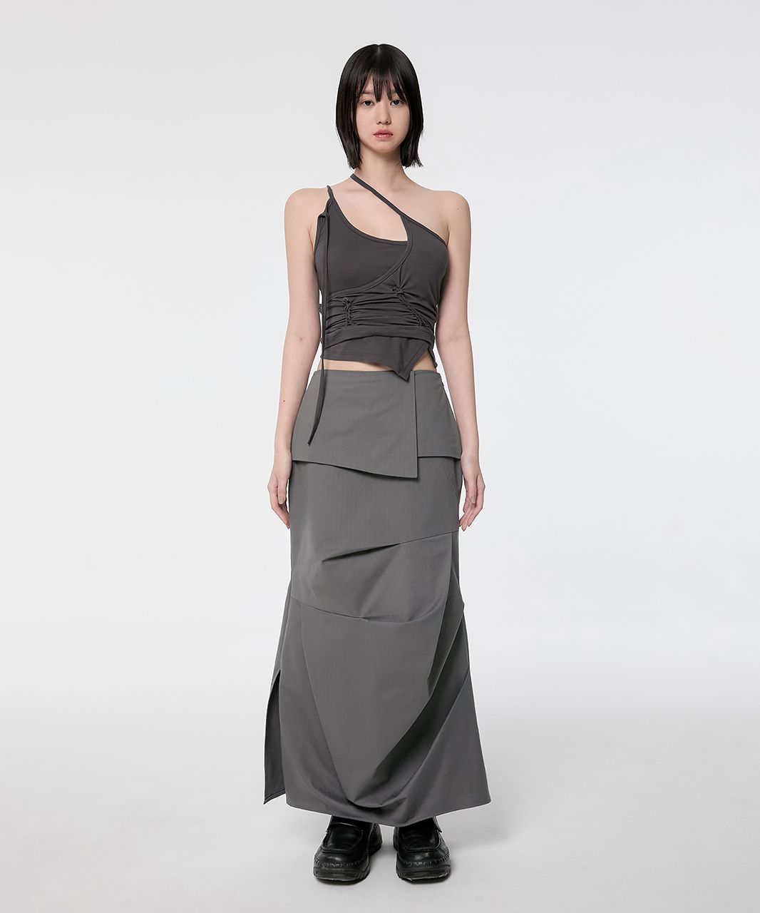 スカート flareup Draped Long Skirt FLAREUP（フレアアップ）の「Asymmetrical Draped Layered Long Skirt