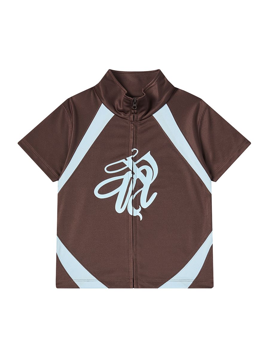 MUSINSA公式 | NYXX EMBLEM MOCKNECK ZIP-UP TOP BROWN