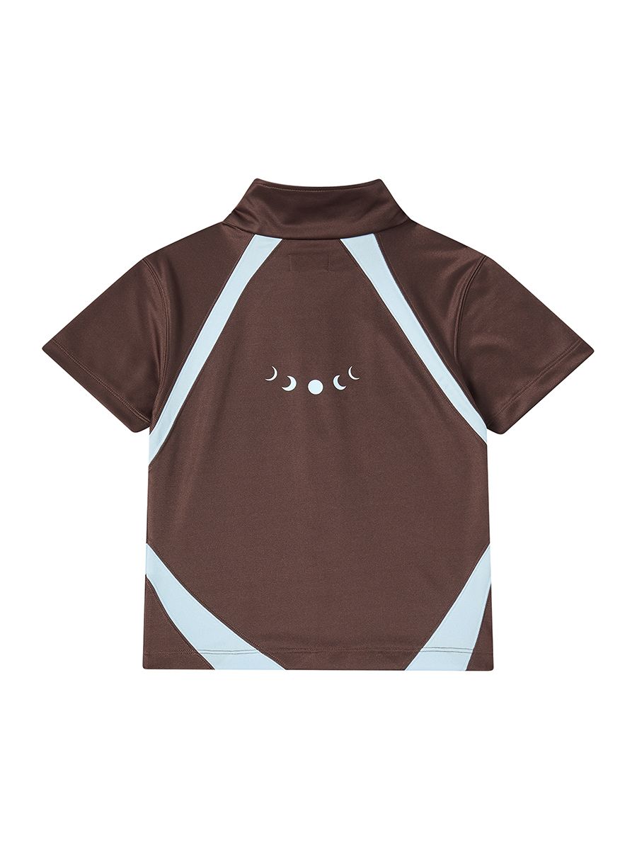 MUSINSA公式 | NYXX EMBLEM MOCKNECK ZIP-UP TOP BROWN