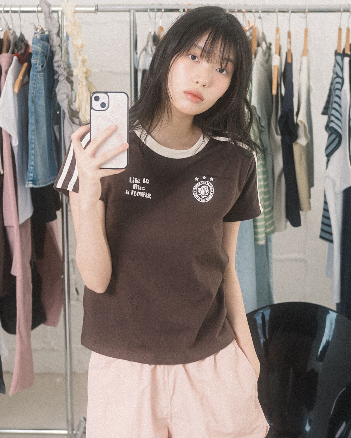 해비즘(HAVISM) W LLF UNIFORM S/S TEE(BROWN)