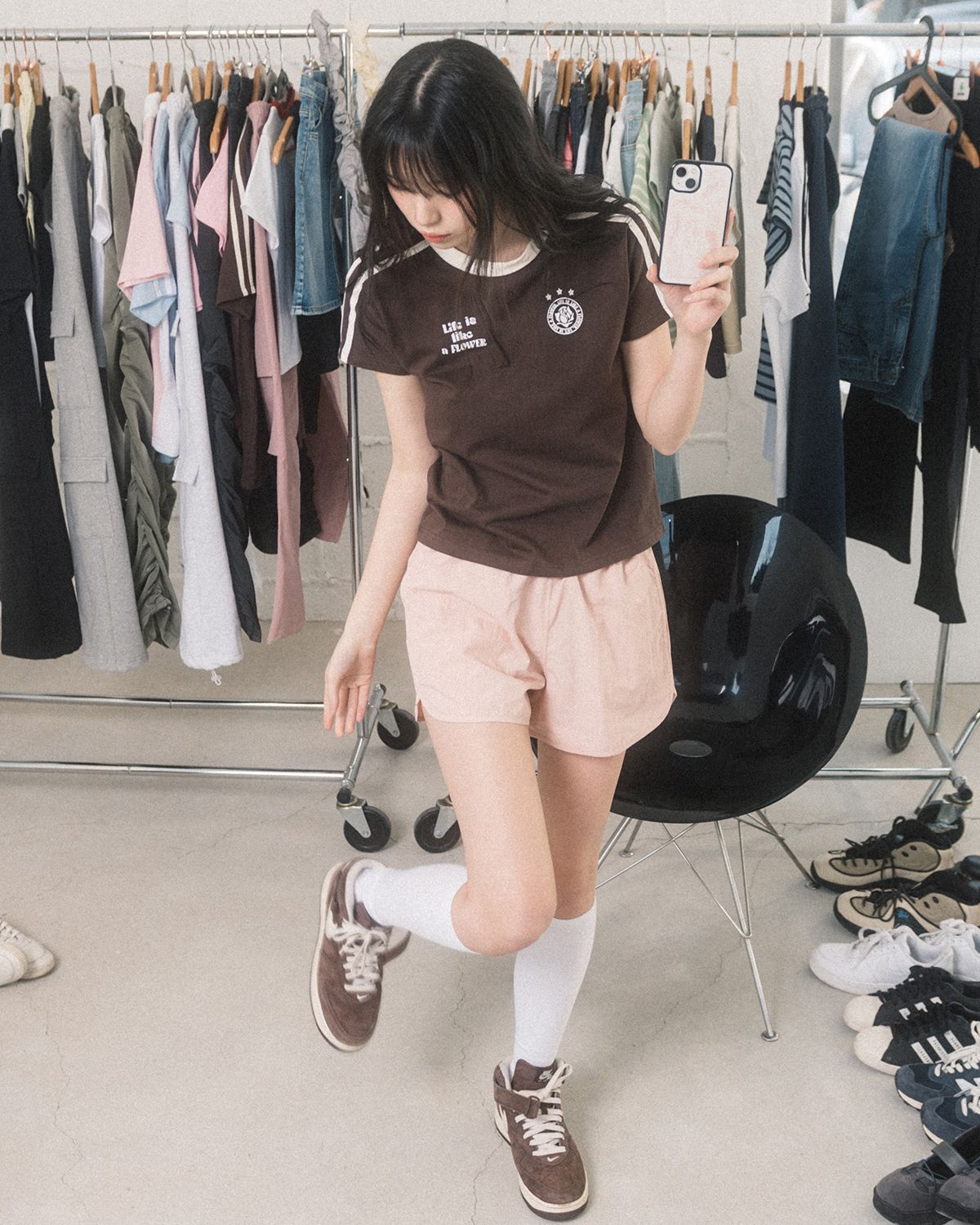 해비즘(HAVISM) W LLF UNIFORM S/S TEE(BROWN)