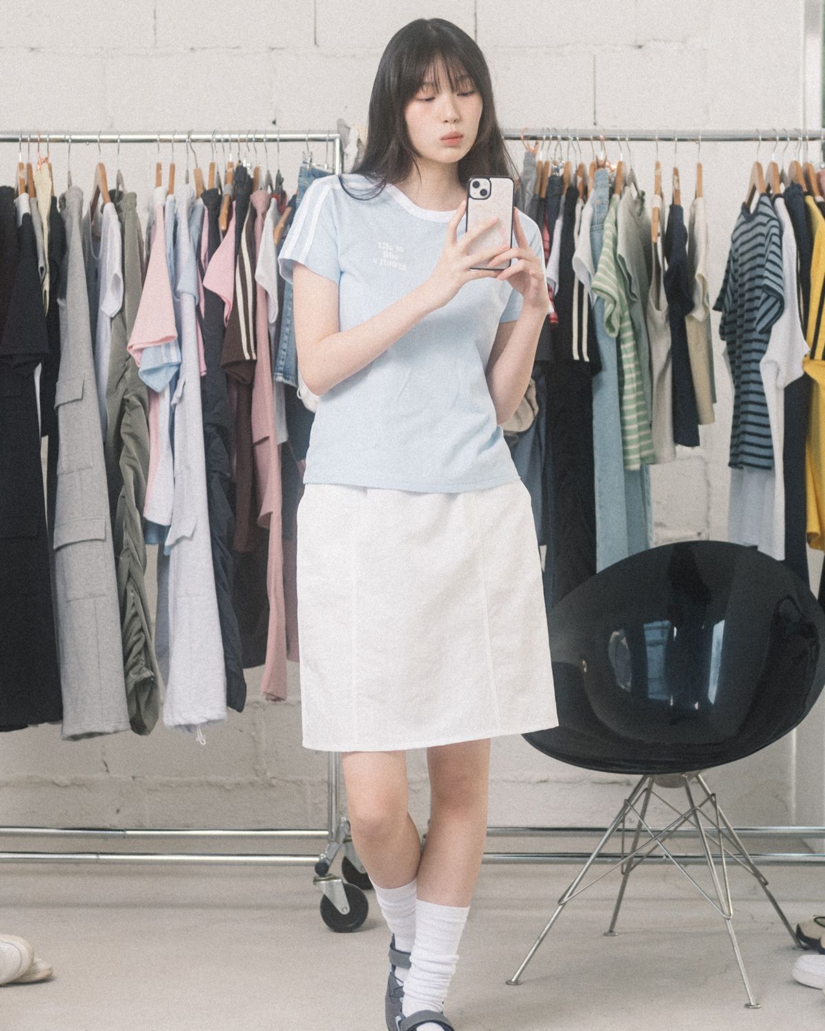 해비즘(HAVISM) W LLF UNIFORM S/S TEE(SKY BLUE)