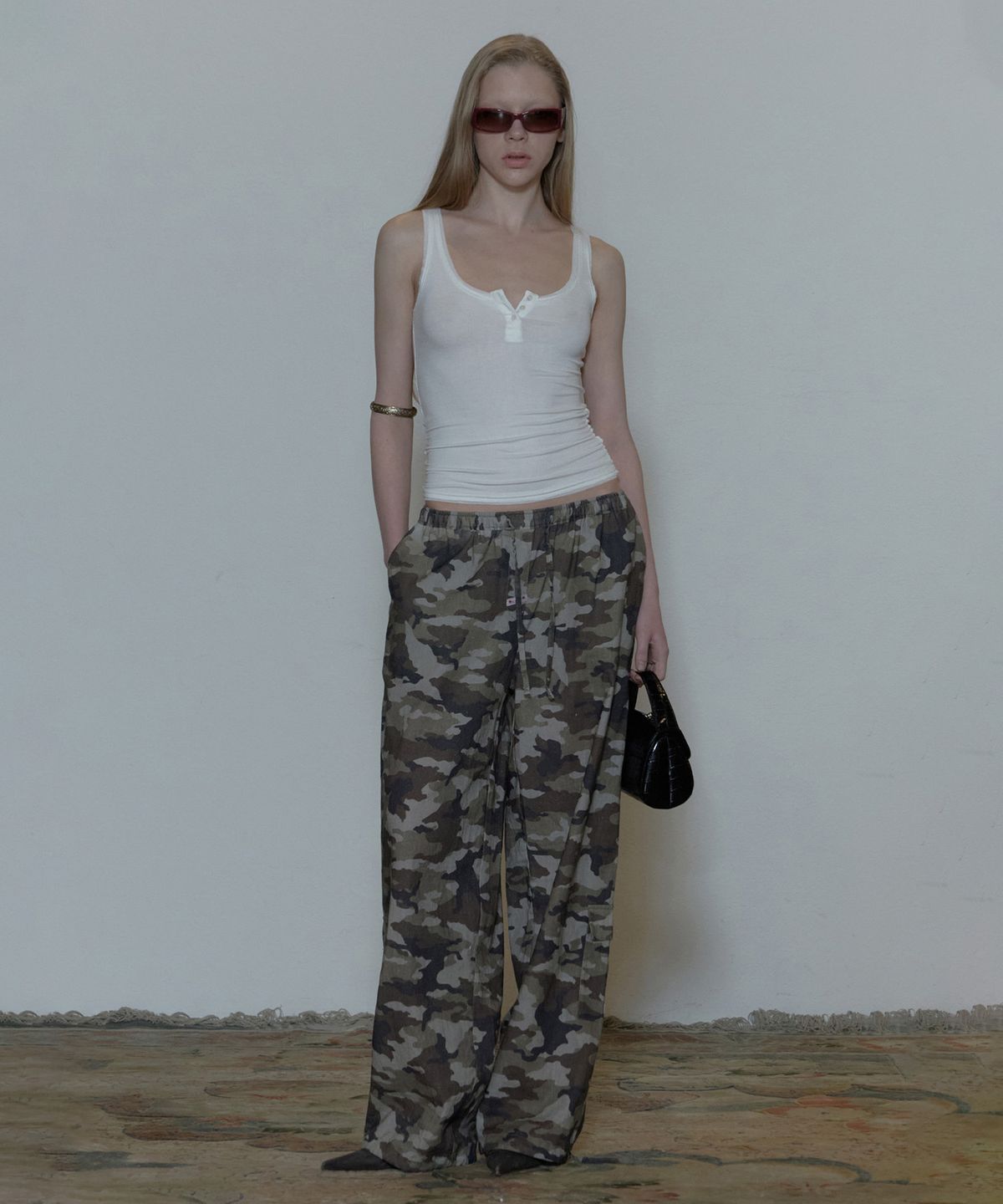 스컬프터(SCULPTOR) Camo Linen Cargo Jogger Pants Forest