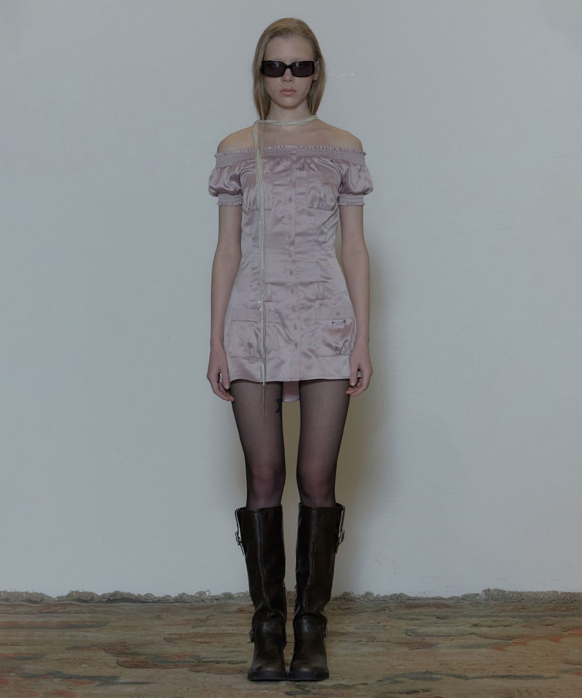 스컬프터(SCULPTOR) Ethereal Satin Dress Pale Purple