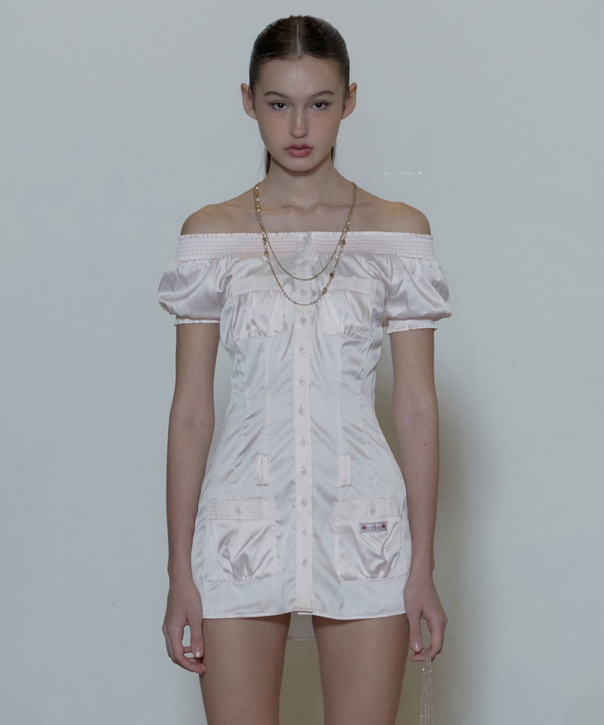 스컬프터(SCULPTOR) Ethereal Satin Dress Soft Pink