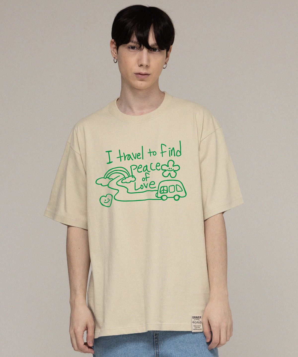 그레이버(GRAVER) [UNISEX]TRAVEL 드로잉 반팔티_샌드베이지
