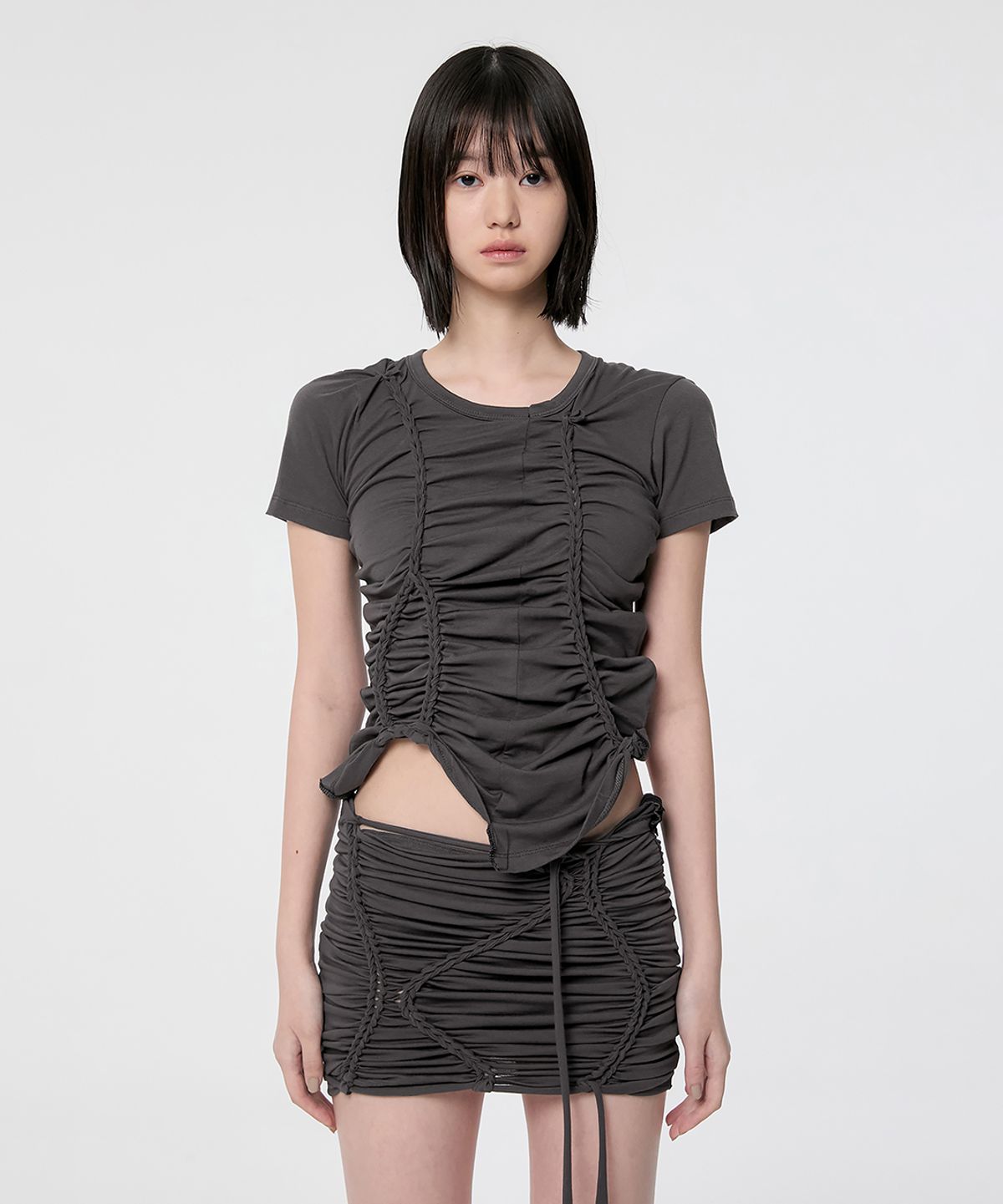 플레어업(FLAREUP) Handmade Twisted T-Shirt (FL-119_Charcoal)