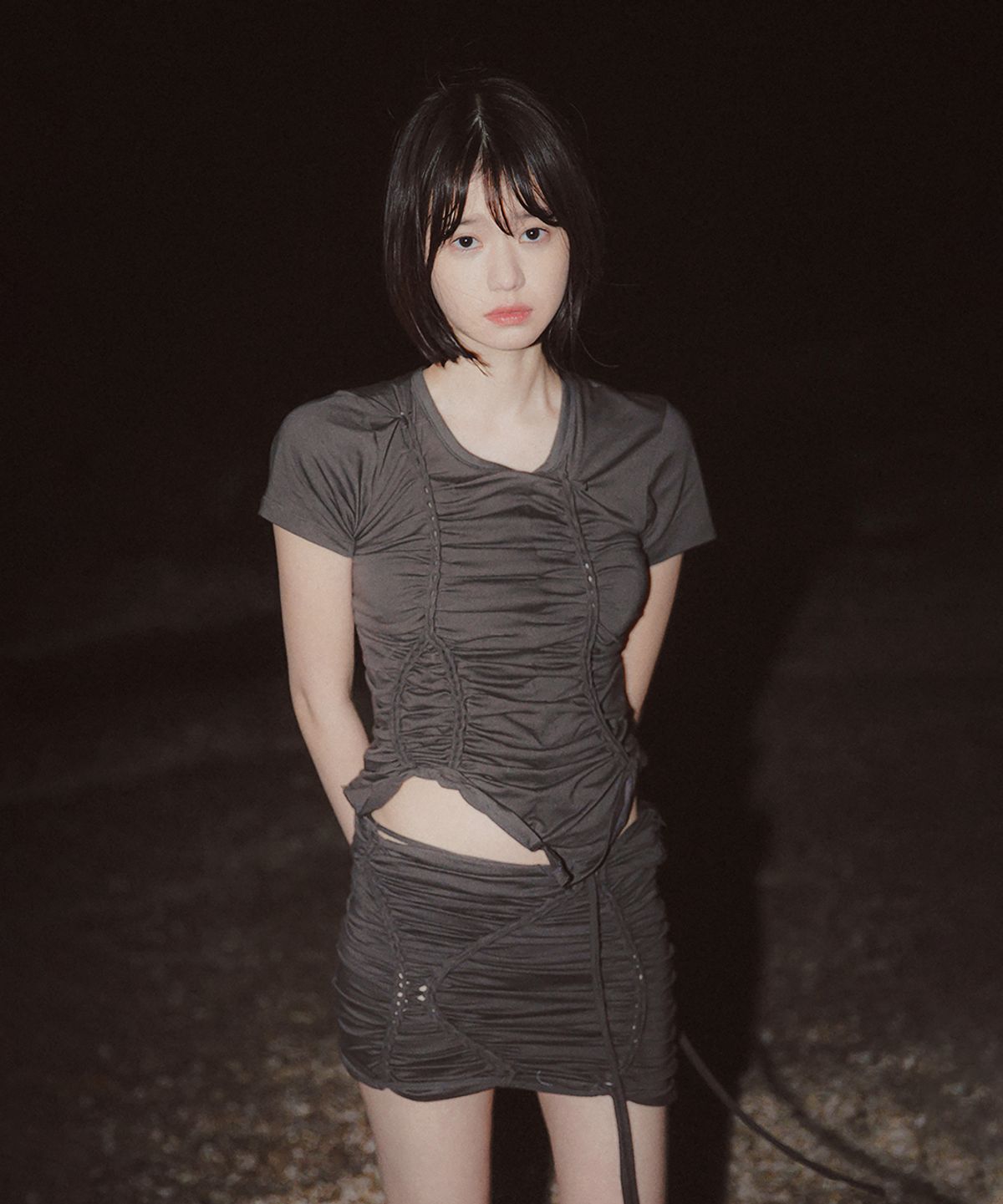플레어업(FLAREUP) Handmade Twisted T-Shirt (FL-119_Charcoal)