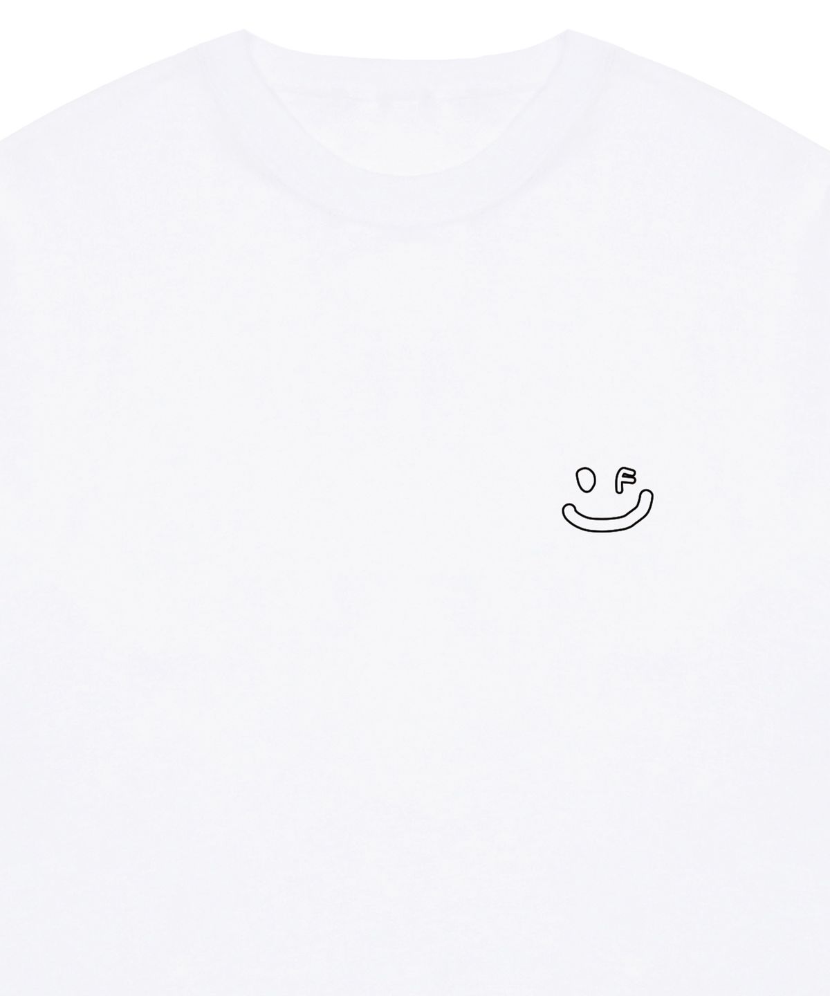 그레이버(GRAVER) [UNISEX]스몰 라인 드로잉스마일 반팔티_화이트/블랙 로고