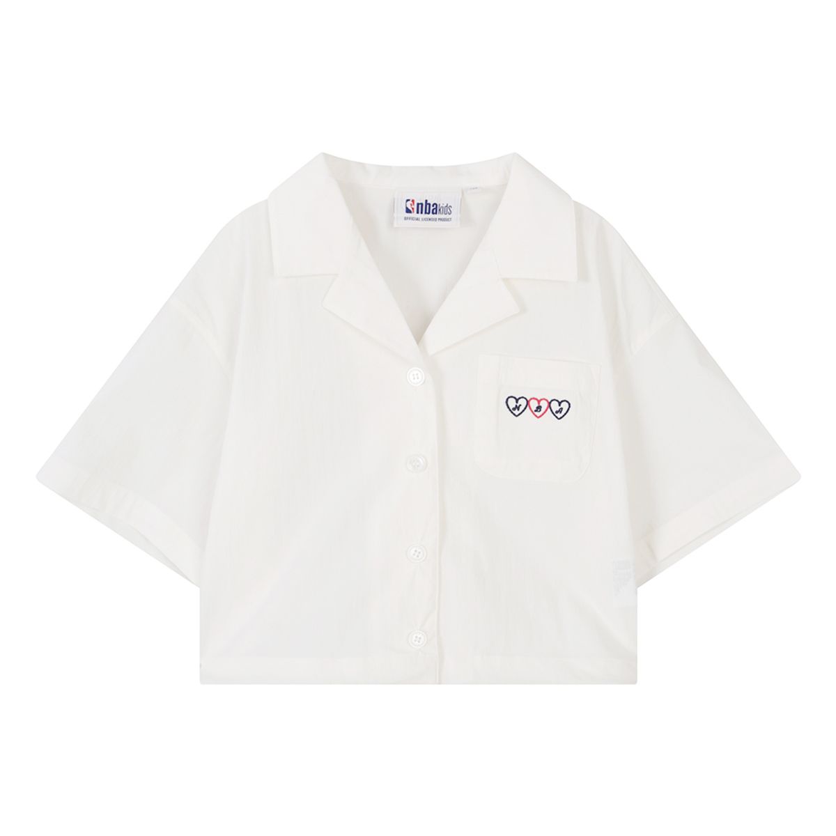 엔비에이 키즈(NBA KIDS) 여아 반소매 크롭 셔츠(K242SH610P) 화이트