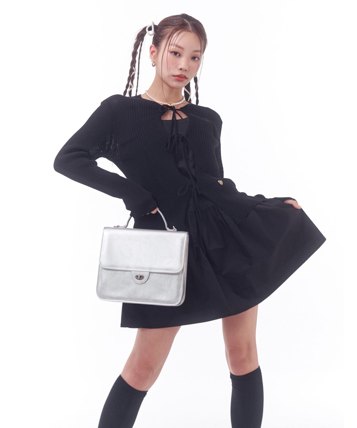 아노에틱(ANOETIC) RIBBON STRING KNIT CARDIGAN_2COLOR