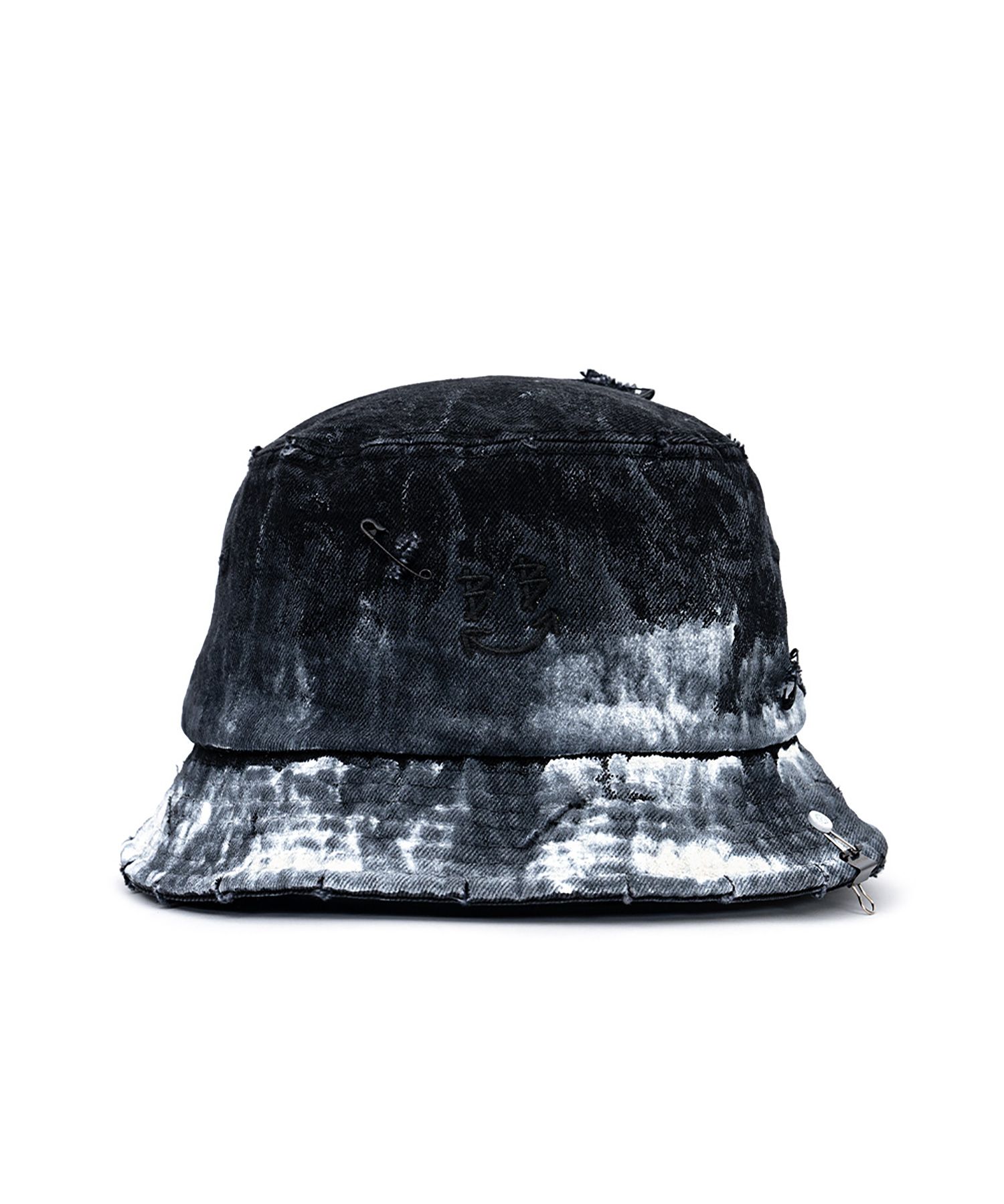MUSINSA BLACKBLOND Vivid Smoke Painted Custom Denim Bucket Hat