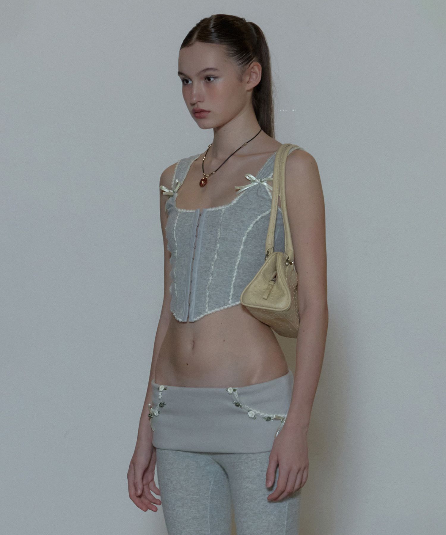 ★SCULPTOR★ 90s Glossy Corset Top Gray SC24A205GY 90s Glossy Corset Top Gray – Sculptor