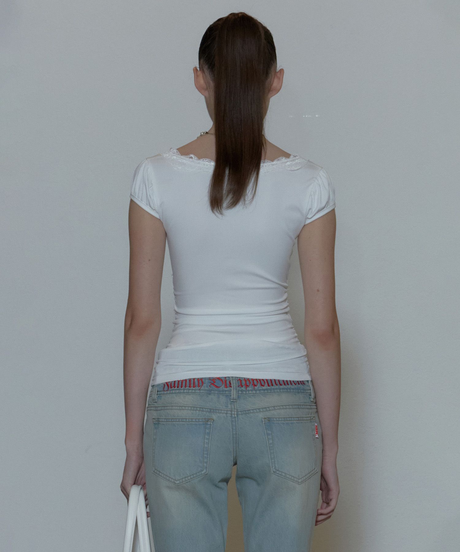Tシャツ・カットソー [SCULPTOR] Lace Trim Wrap Tee White SC24S261WH MUSINSA | SCULPTOR Lace Trim Wrap Tee White