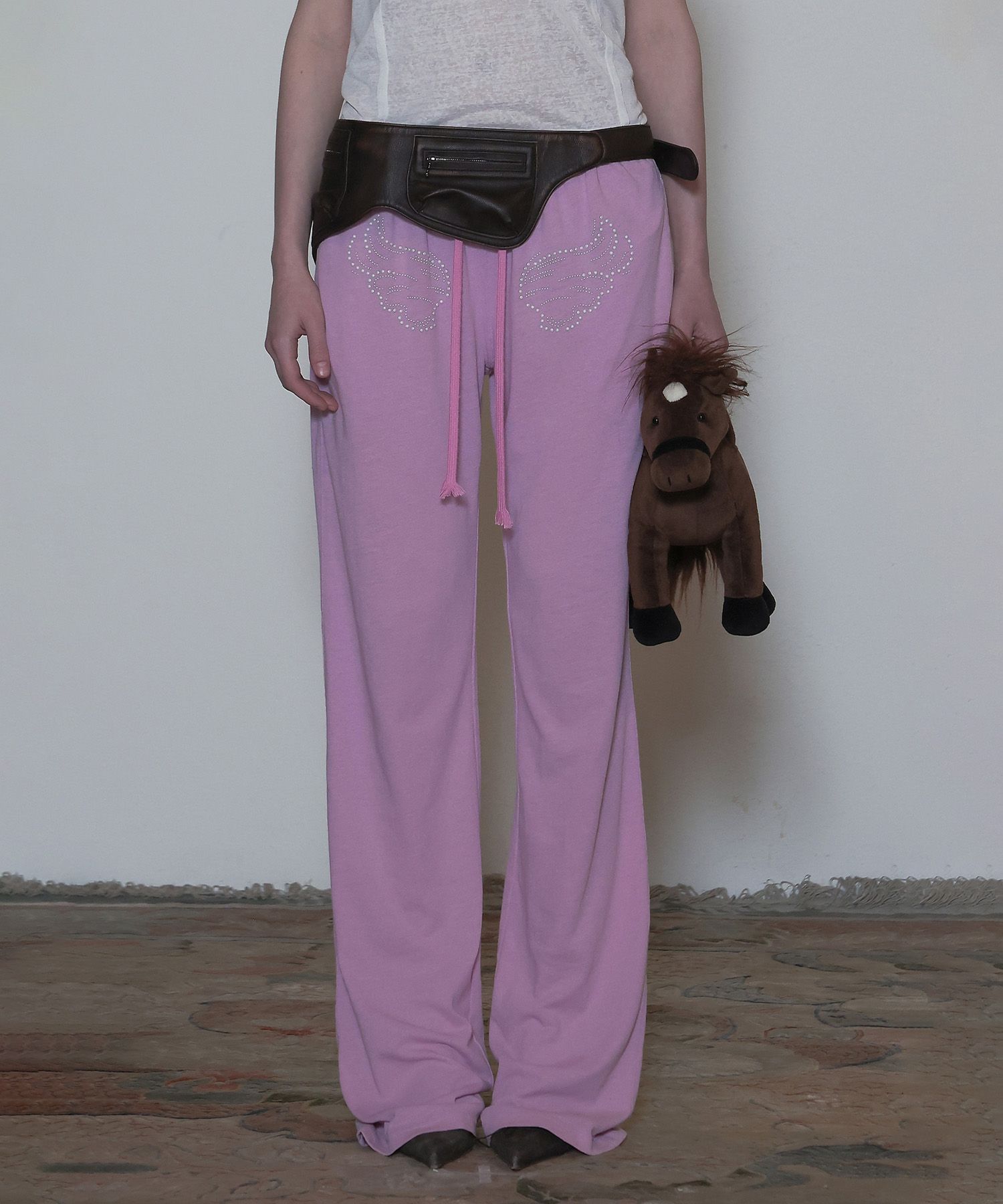 ★SCULPTOR★ Wing Linen Like Sweatpants Pink SC24S416NMPK MUSINSA公式 | SCULPTOR Wing Linen Like Sweatpants Pink