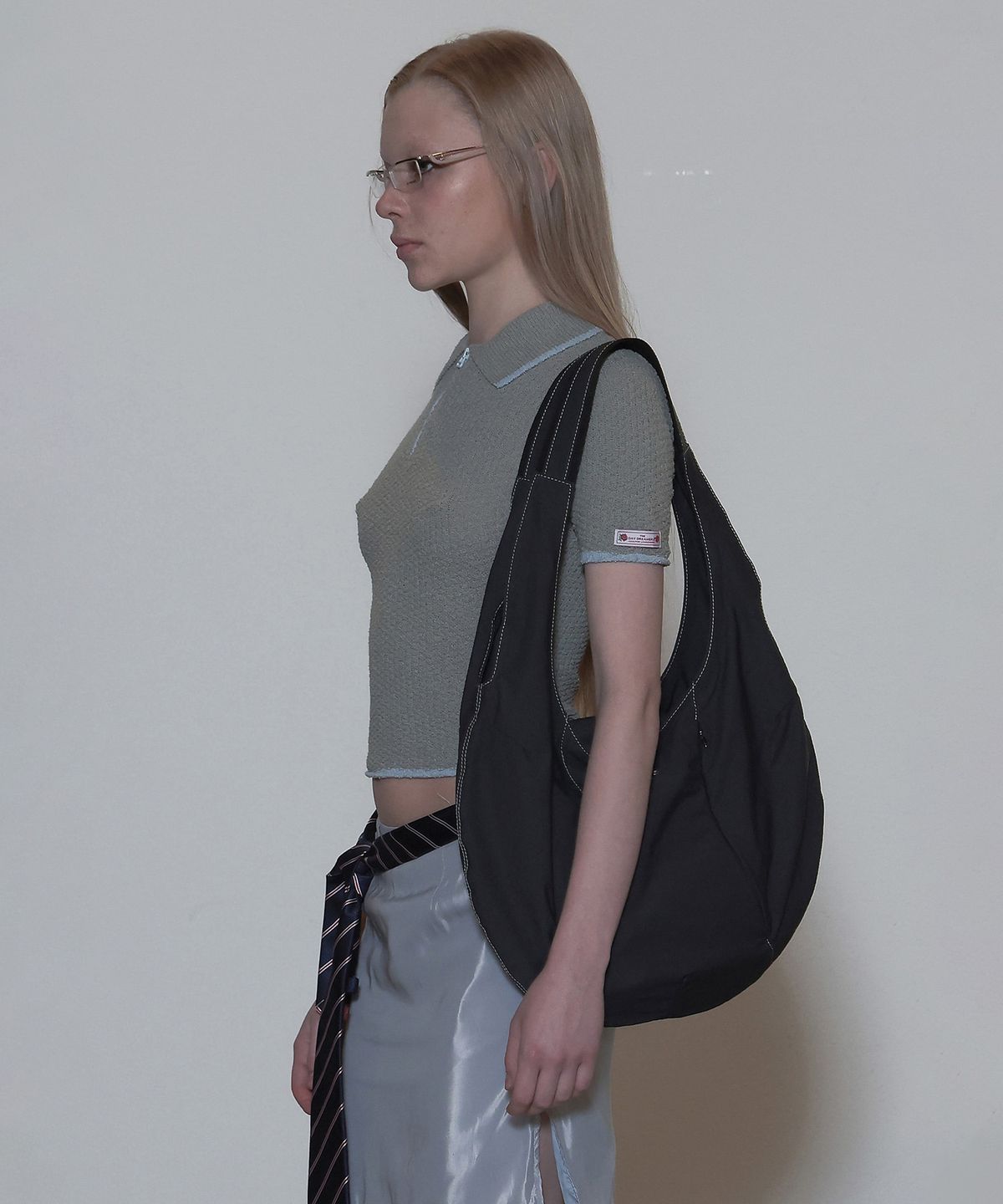 스컬프터(SCULPTOR) Geek Boucle Collared Top Gray