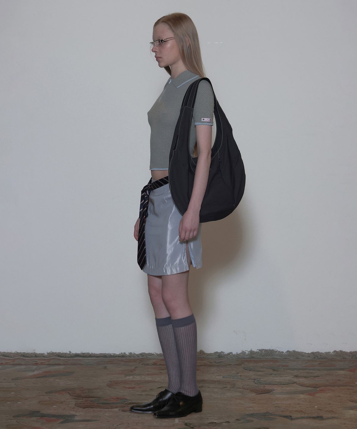 스컬프터(SCULPTOR) Geek Boucle Collared Top Gray