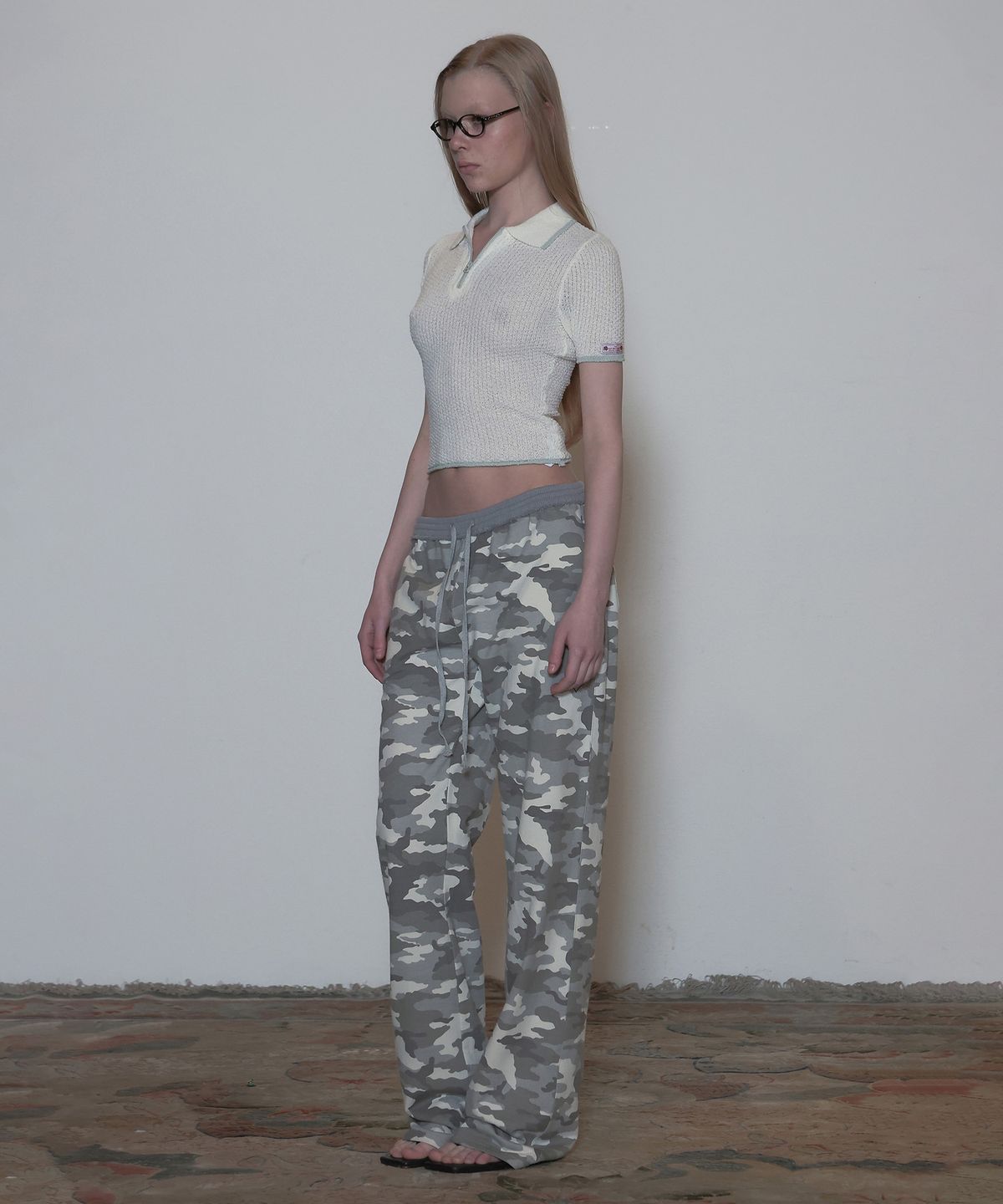 스컬프터(SCULPTOR) Geek Boucle Collared Top Ivory