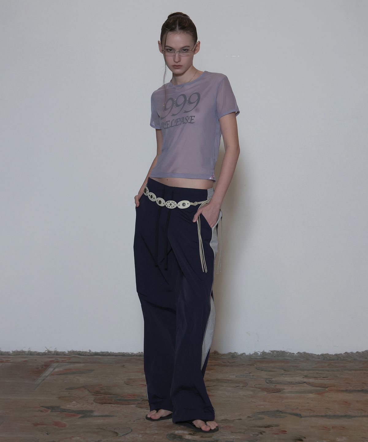 스컬프터(SCULPTOR) Sheer Ringer Crop Top Pale Purple