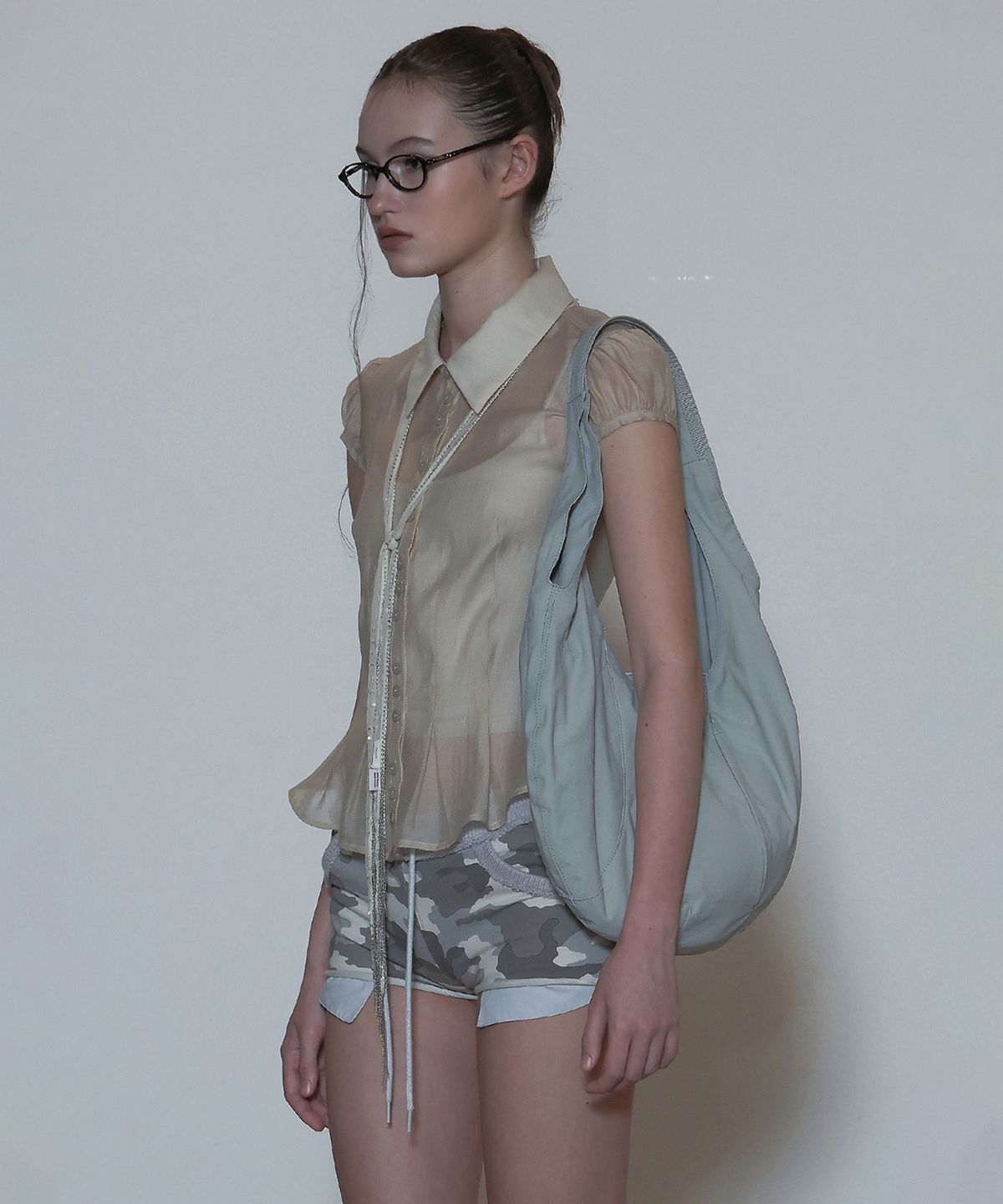스컬프터(SCULPTOR) Sheer Pleated Hem Blouse Raw