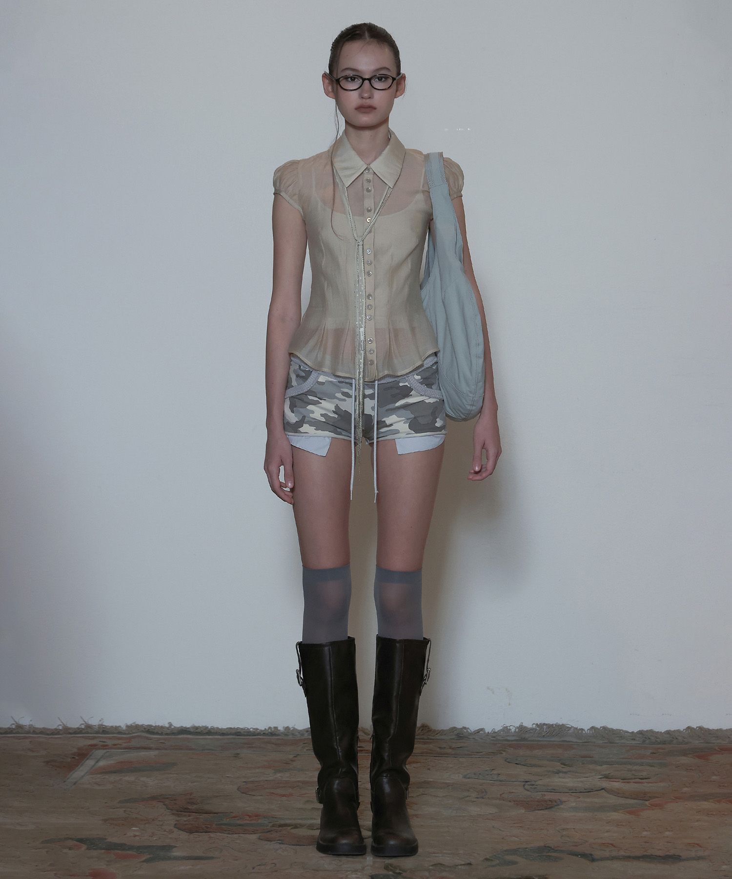 Sculptor Sheer Pleated Hem Blouse ブラック MUSINSA | SCULPTOR Sheer Pleated Hem Blouse Black