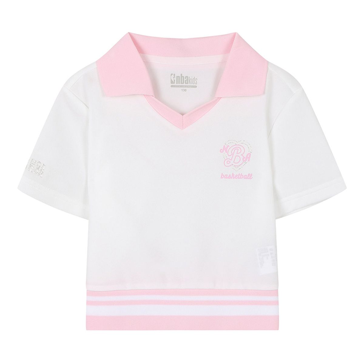 엔비에이 키즈(NBA KIDS) 여아 크롭 반소매 카라티셔츠(K242TS610P) 화이트