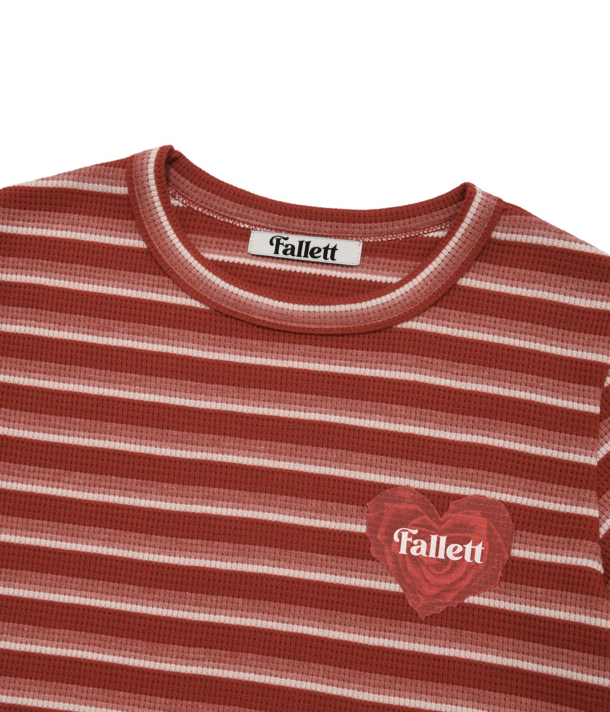 팔렛(FALLETT) 하트 로고 스트라이프 반팔티 레드