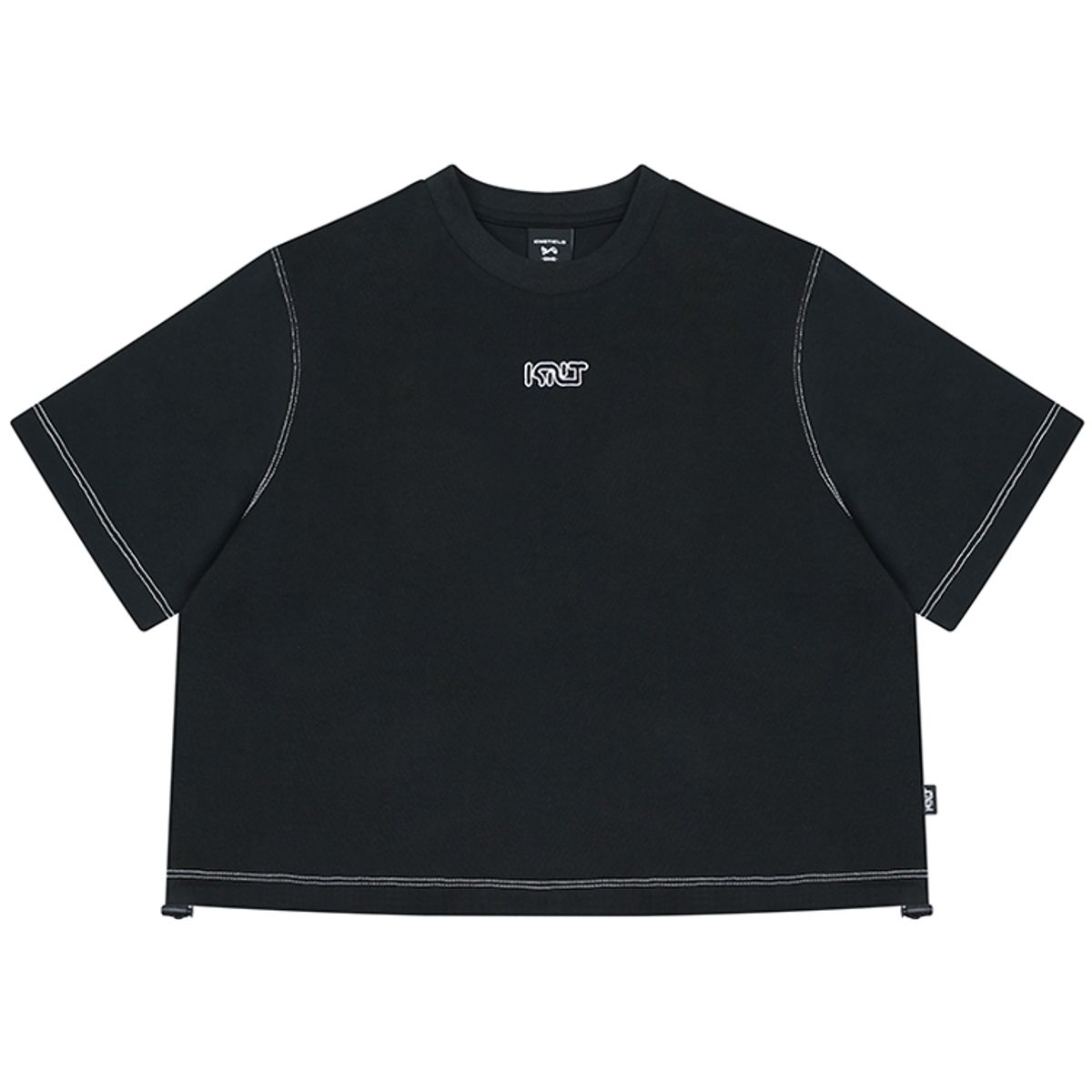 키네티클로(KINETICLO) 스트링 크롭 티셔츠(BLACK )