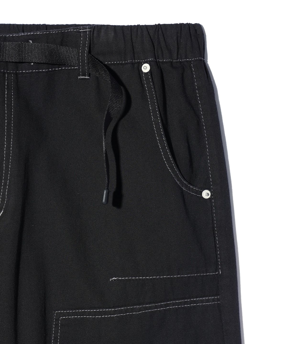 크리틱(CRITIC) BEBE X HALF DOUBLE KNEE POCKET COTTON PANTS BLACK