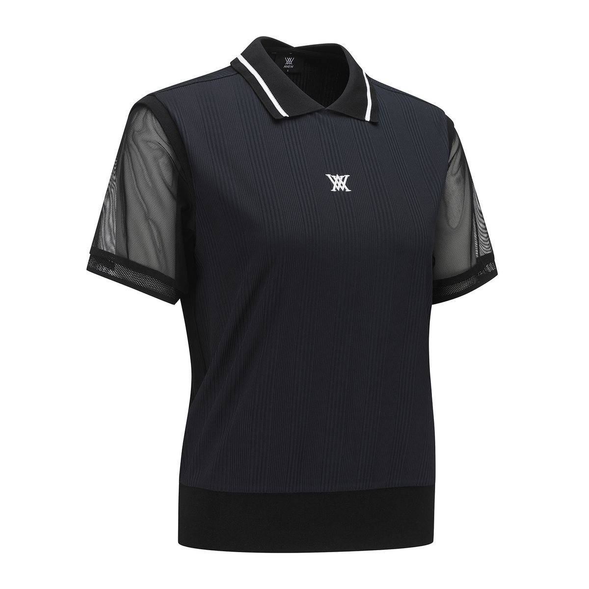 어뉴골프(ANEW GOLF) WOMEN SHOULDER MESH POINT SHORT T-SHIRT_BK