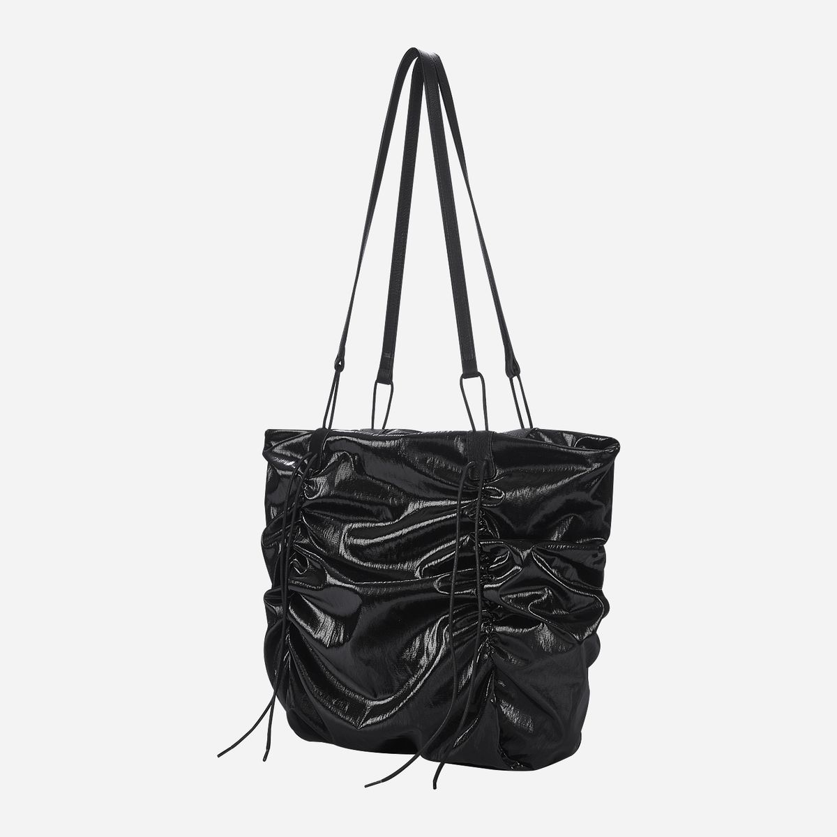 콰니(KWANI) Deborah Ruched Bag Black