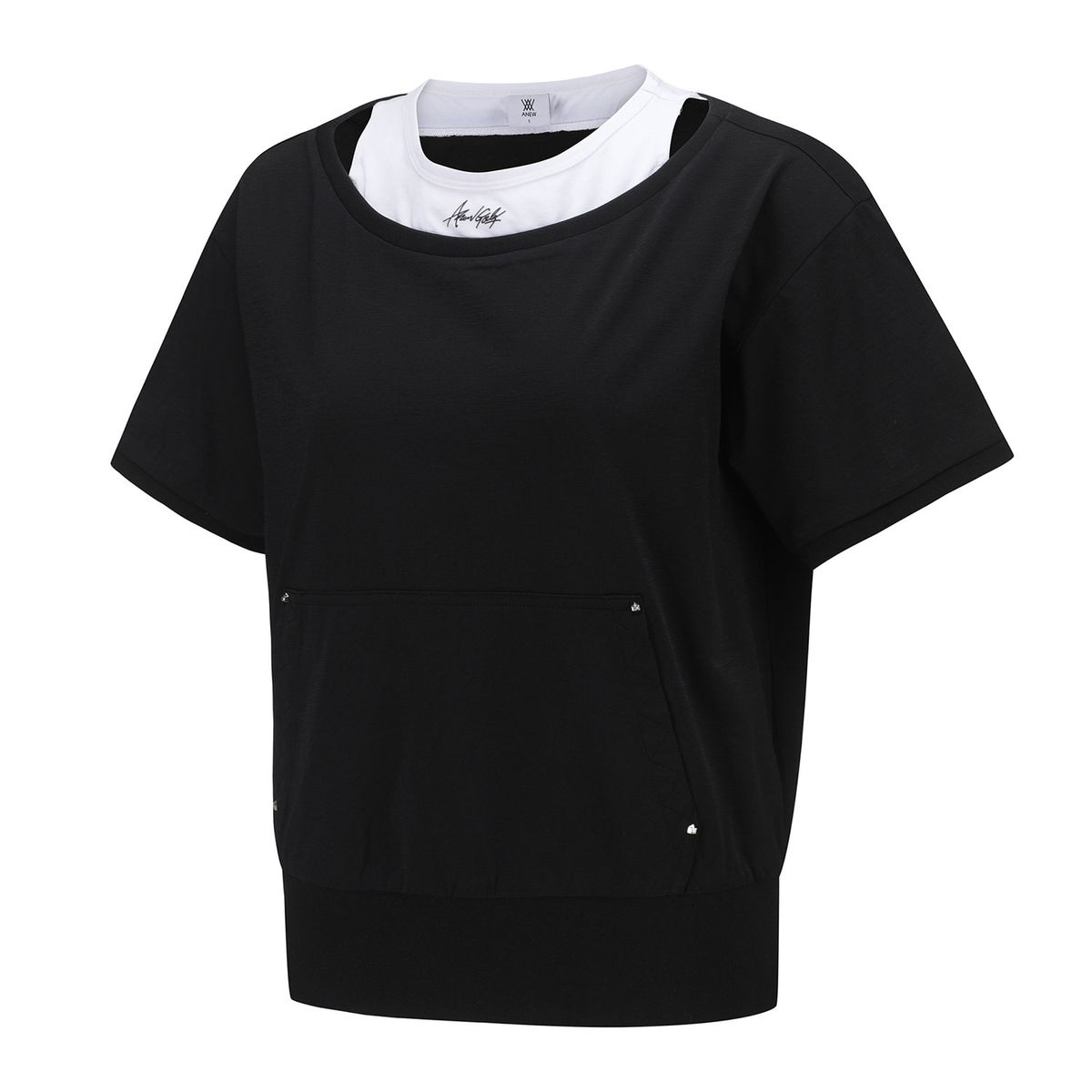 어뉴골프(ANEW GOLF) WOMEN LAYERED DETAIL SHIRT_BK