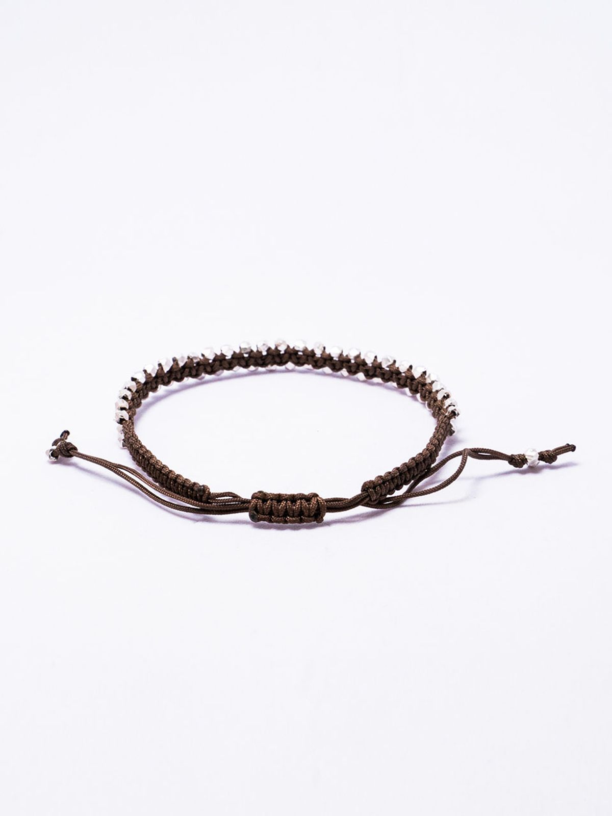 하랑(HARANG) HR 311B_Silver Ball Fabric Bracelet (Brown)