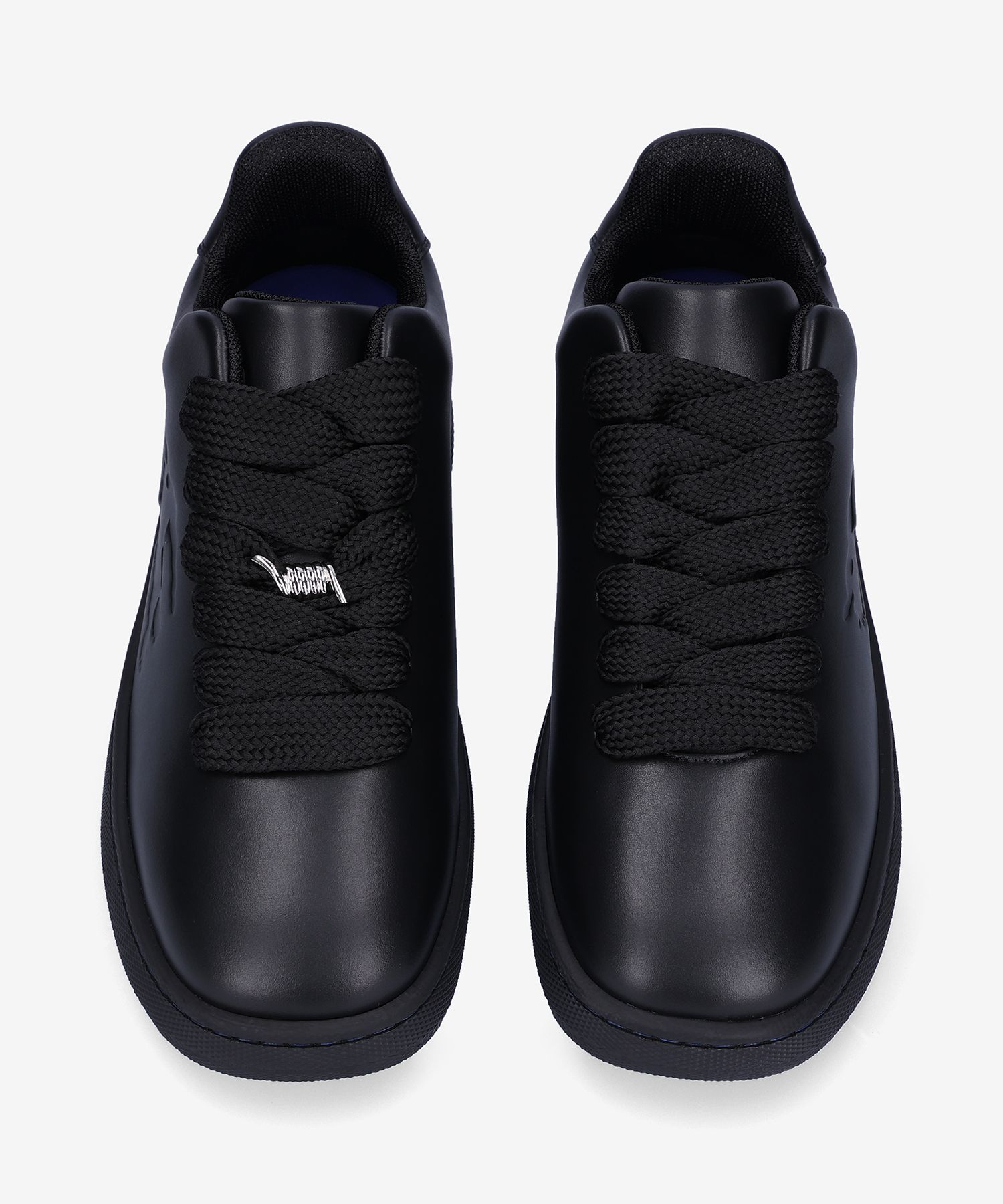 MUSINSA | BURBERRY Leather Box Sneakers - Black / 8083325