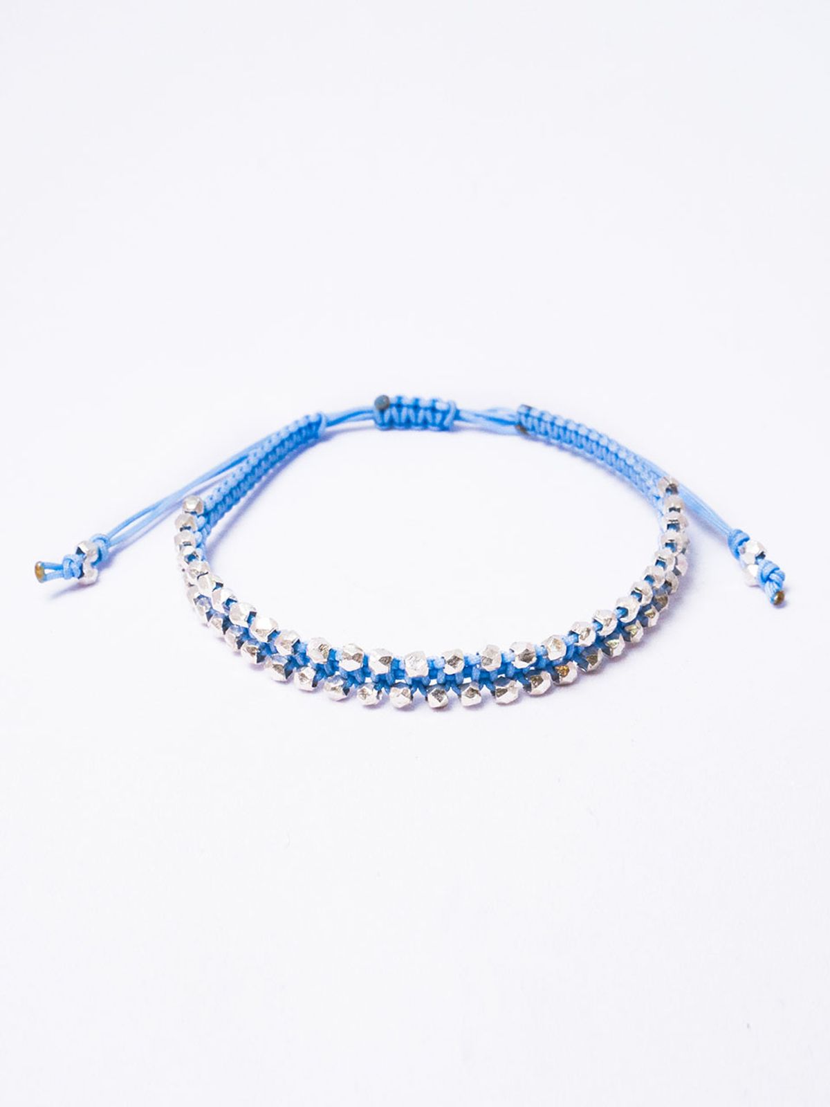 하랑(HARANG) HR 317B_Silver Ball Fabric Bracelet (Blue)