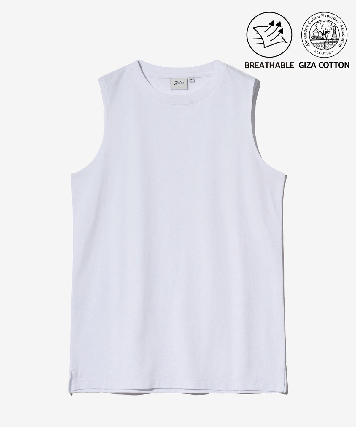 예일(YALE) [PREMIUM COTTON] 우먼즈 기자 코튼 슬리브리스 화이트