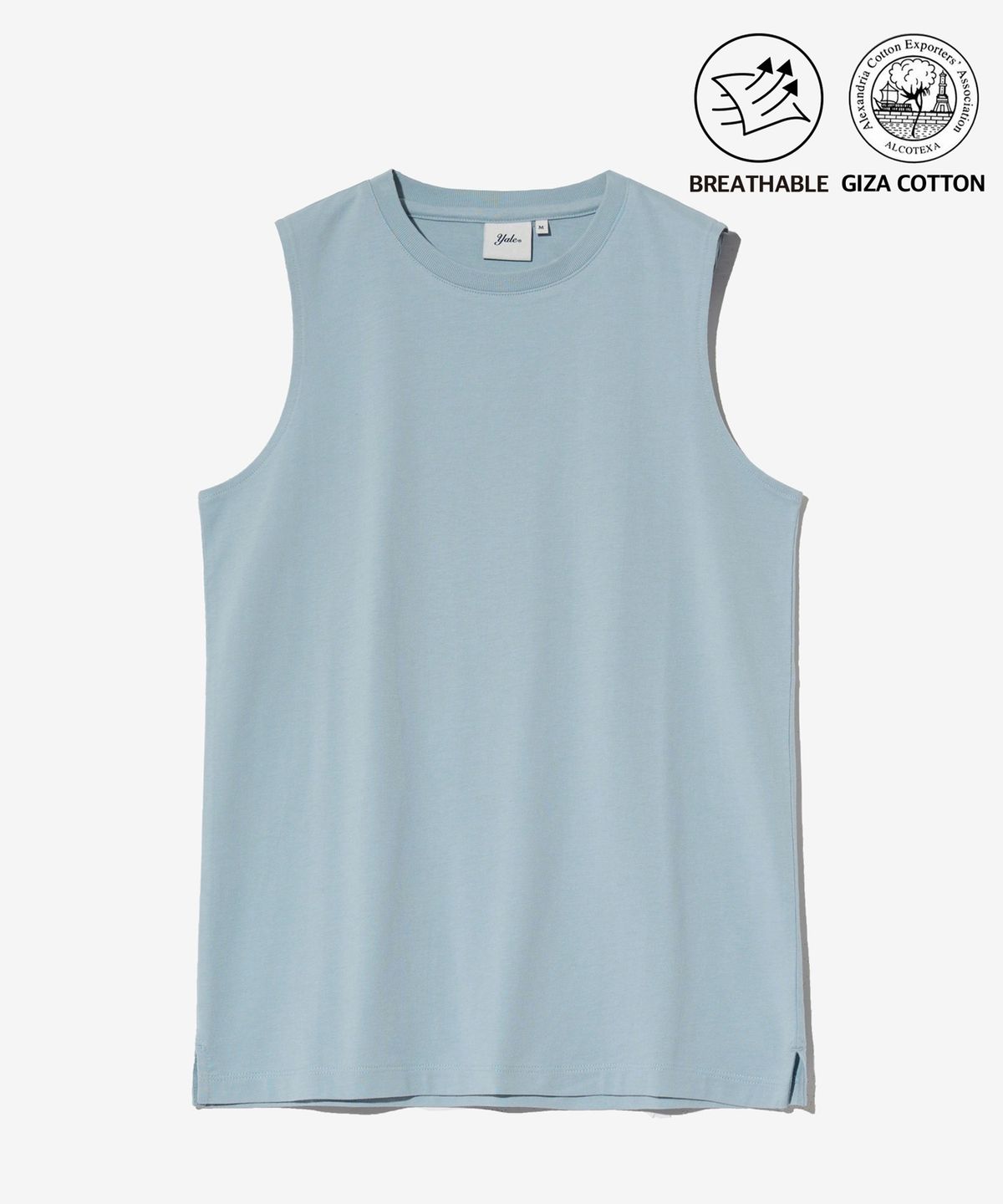 예일(YALE) [PREMIUM COTTON] 우먼즈 기자 코튼 슬리브리스 블루 그레이