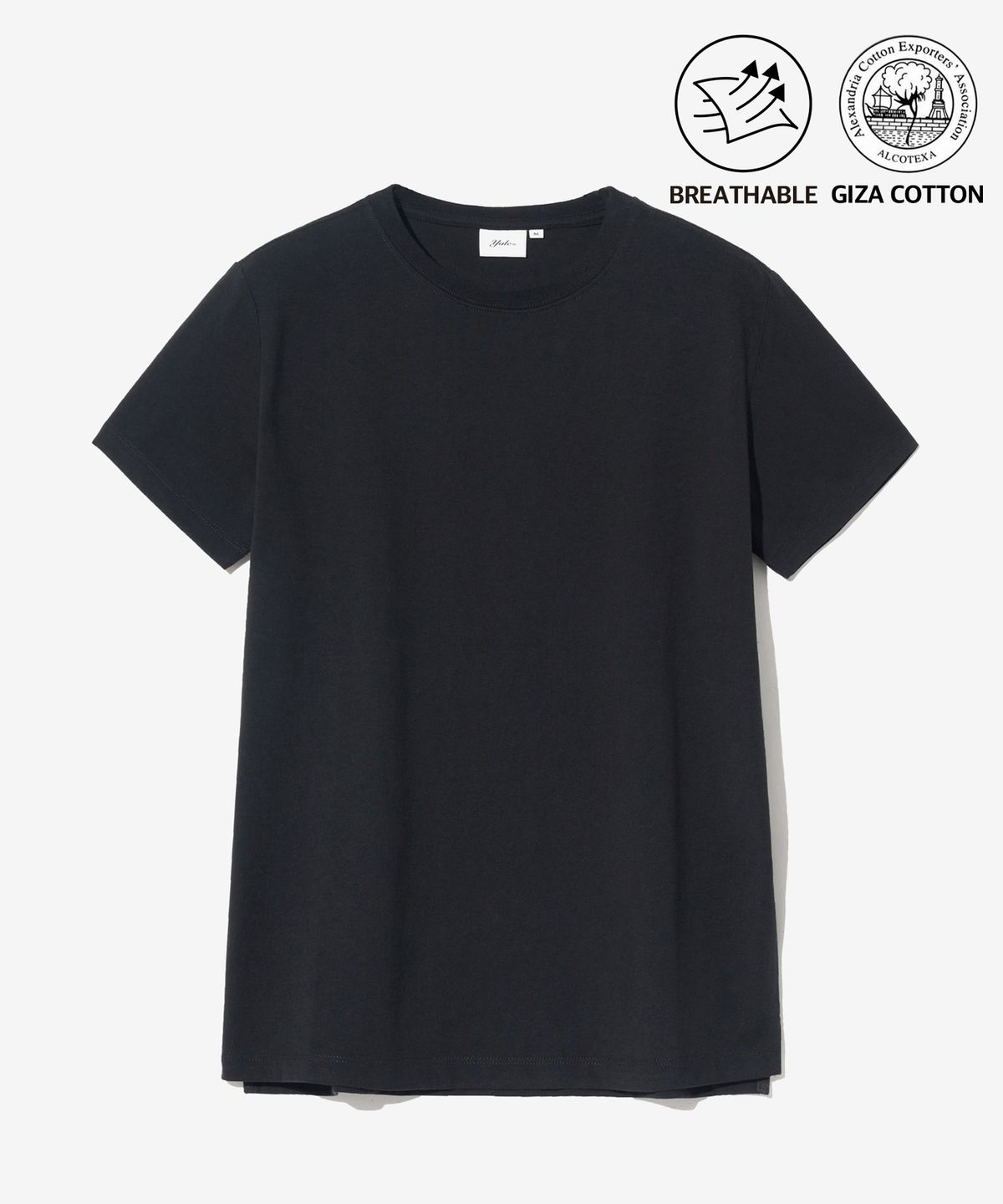 예일(YALE) [PREMIUM COTTON] 우먼즈 기자 코튼 반팔티셔츠 블랙