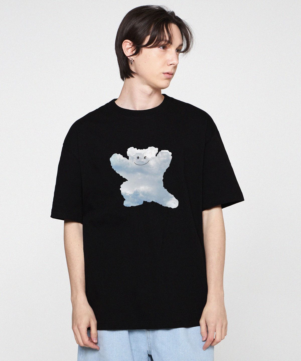 그레이버(GRAVER) [UNISEX]빅 구름 베어스마일 반팔티_블랙