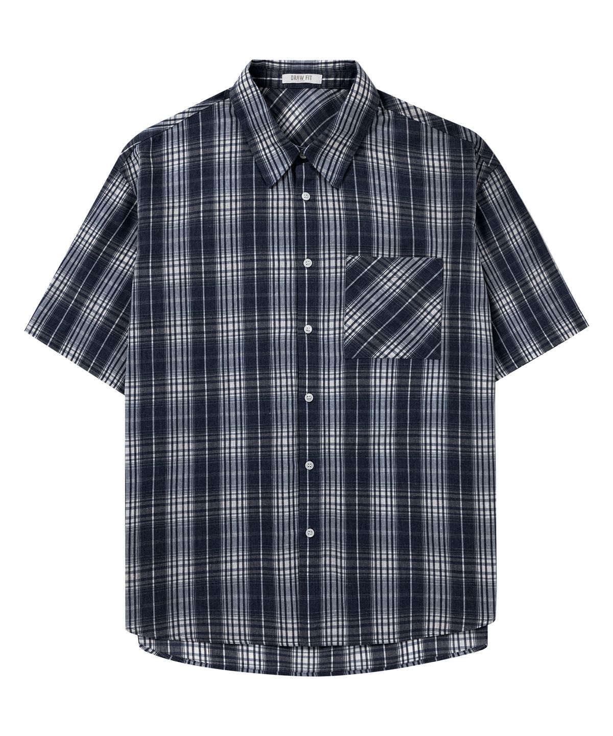 드로우핏(DRAW FIT) 스티븐 체크 하프 셔츠 [NAVY]