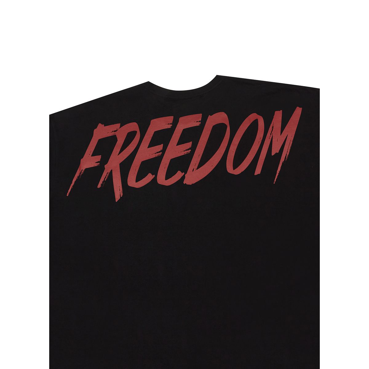 프리덤(FREEDOM) 오버핏 백 프린팅 티셔츠 (블랙/레드)