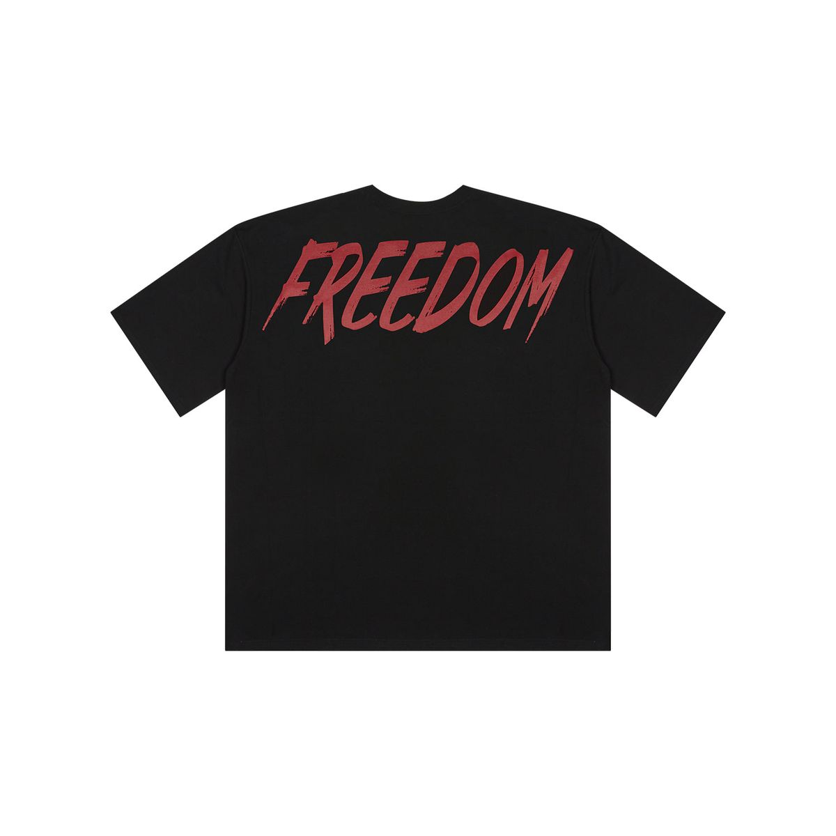프리덤(FREEDOM) 오버핏 백 프린팅 티셔츠 (블랙/레드)
