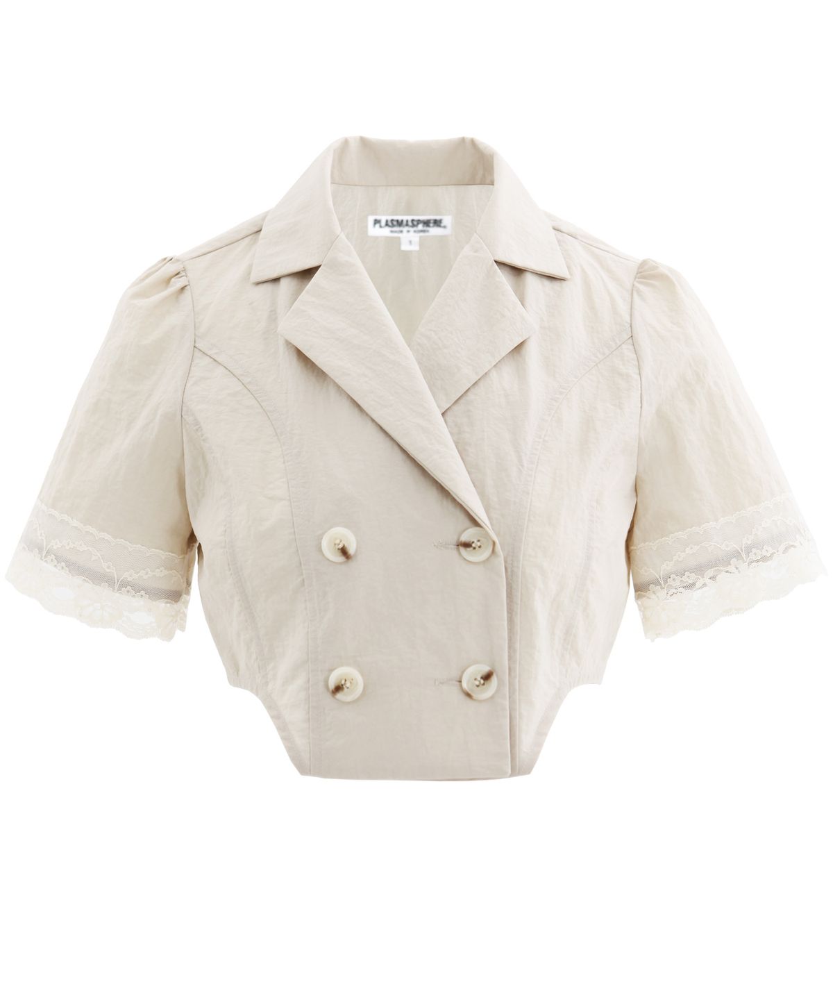 플라즈마스페어(PLASMA SPHERE) CURVE SHIRT IN BEIGE (레이스 더블자켓)