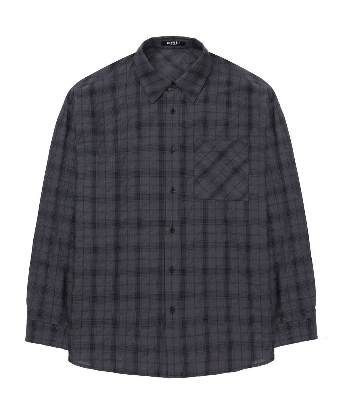 드로우핏(DRAW FIT) 시어서커 스모크 체크 셔츠 [CHARCOAL]